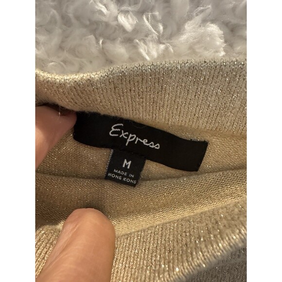 Express Y2K Cyberpunk Gold Sweater Tube top Sparkle Vintage Medium - Picture 4 of 5